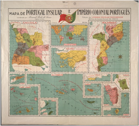 Mapa de Portugal Insular e Imperio Colonial Português - 1934