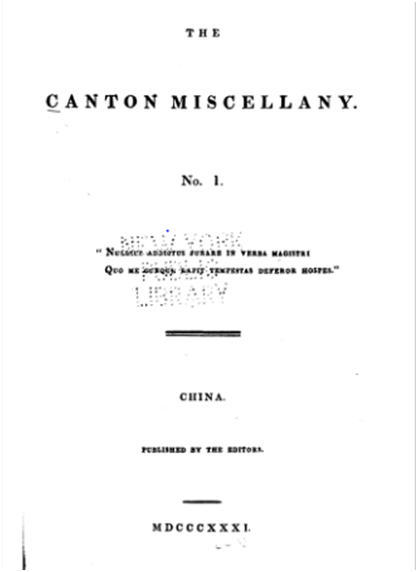 The Canton Miscellany N.º 1